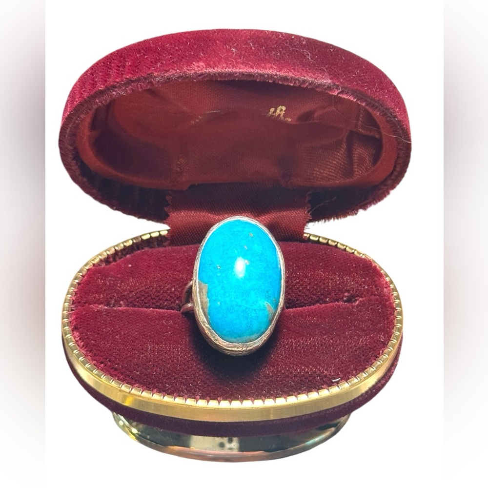 Vintage sterling  silver 925 large chunky turquoise aouthwesrern ring